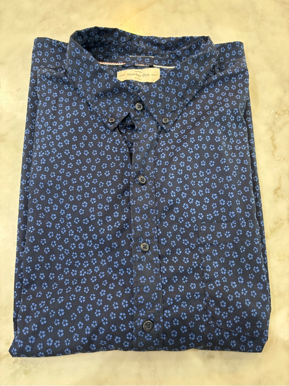 ❤️$10 Deals- Hawker Rye Men's Cotton Casual Navy Floral-Print Button-Down Shirt
